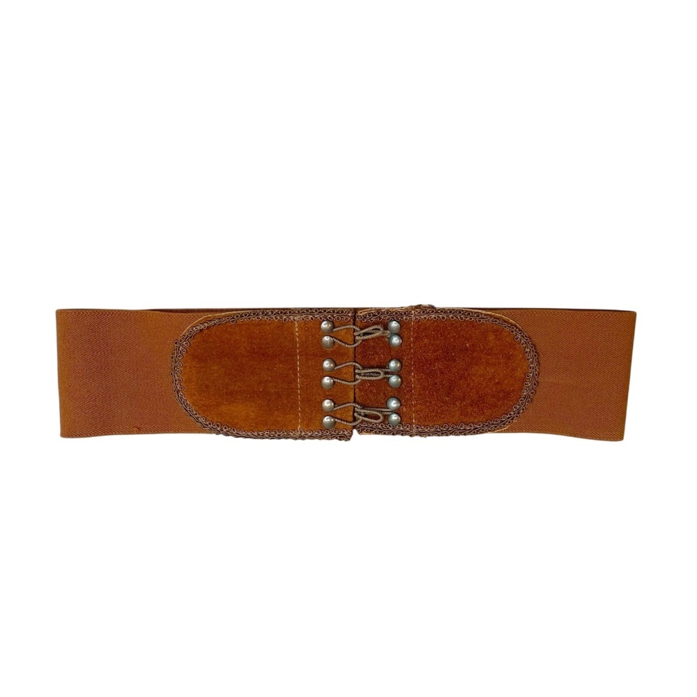 Golden Brown Vintage Suede and Elastic Belt